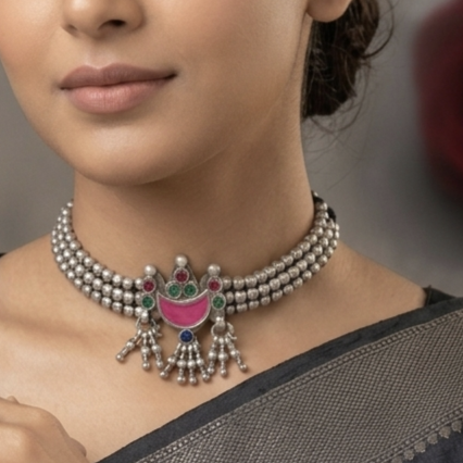 Banjara Rajsthani Ethnic Silver Choker 